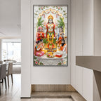 Luxury Lord Vishnu Satyanarayan Acrylic Painting for Mandir, Living Room and Spiritual Decor