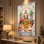 Luxury Lord Vishnu Satyanarayan Acrylic Painting for Mandir, Living Room and Spiritual Decor