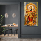 Elegant Lord Venkateswara Balaji Religious Acrylic Painting with Golden Floral Temple Design