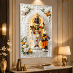 Luxury Lord Ram and Hanuman Devotional Acrylic Wall Frame with Marble Temple Design