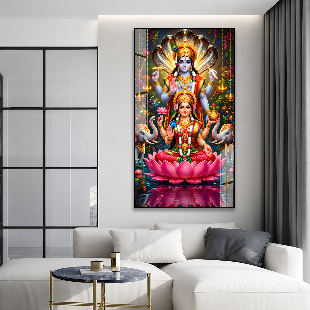 Elegant Lakshmi Narayan Divine Acrylic Wall Art for Housewarming Gift