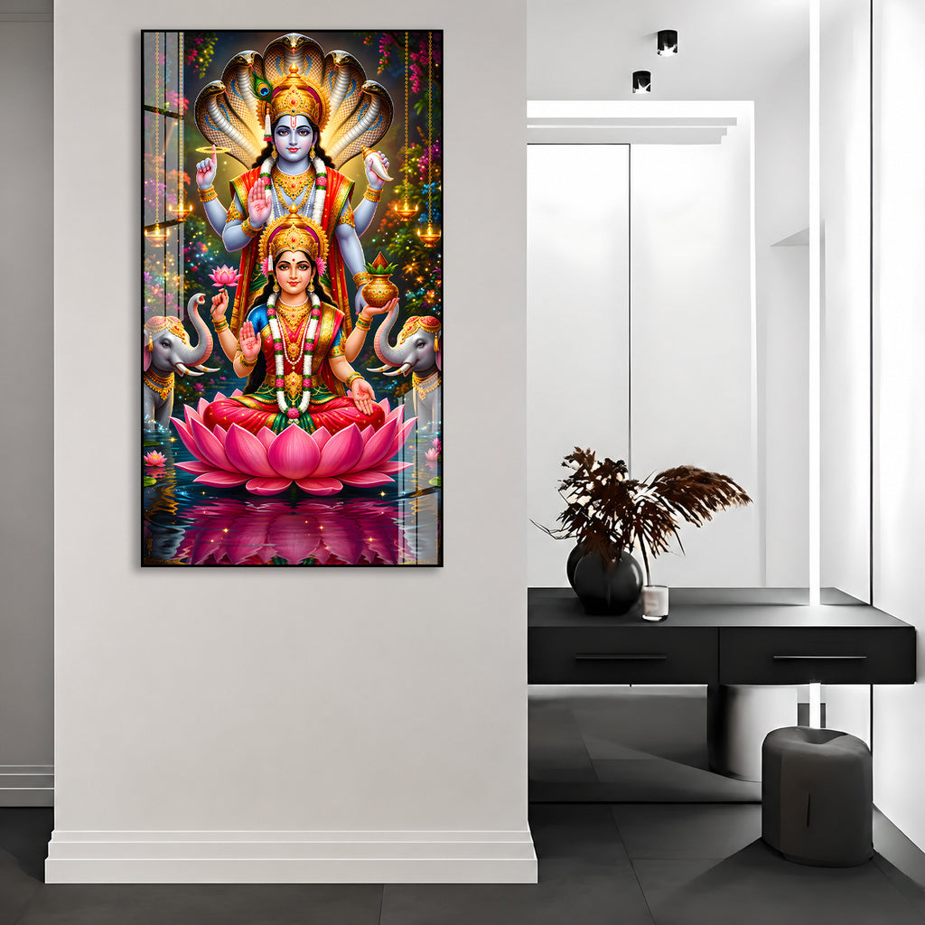 Elegant Lakshmi Narayan Divine Acrylic Wall Art for Housewarming Gift
