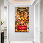 Luxury Acrylic Wall Decor Featuring Goddess Lakshmi, Lord Ganesha and Saraswati for Positive Energy Home
