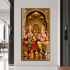 Goddess Lakshmi and Lord Ganesha Acrylic Wall Painting for Home Temple and Pooja Room Decor