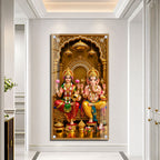 Goddess Lakshmi and Lord Ganesha Acrylic Wall Painting for Home Temple and Pooja Room Decor