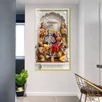 Premium Lord Ram Sita Lakshman Hanuman Acrylic Wall Decor with Marble Temple Background
