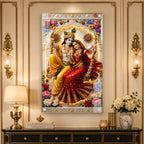 Luxury Radha Krishna Jhula Acrylic Wall Art for Living Room and Pooja Room Decor
