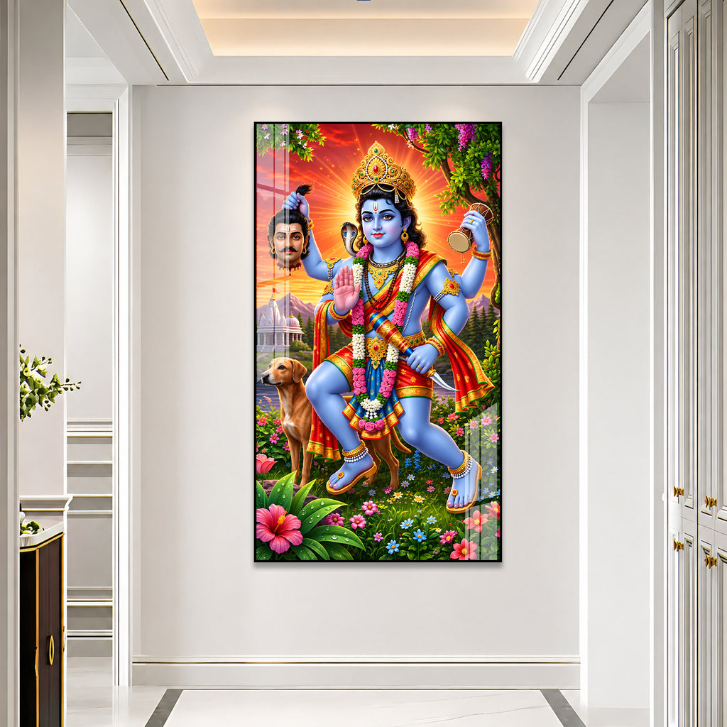 Premium Lord Khandoba Hindu God Acrylic Wall Painting for Home Office Temple Decor