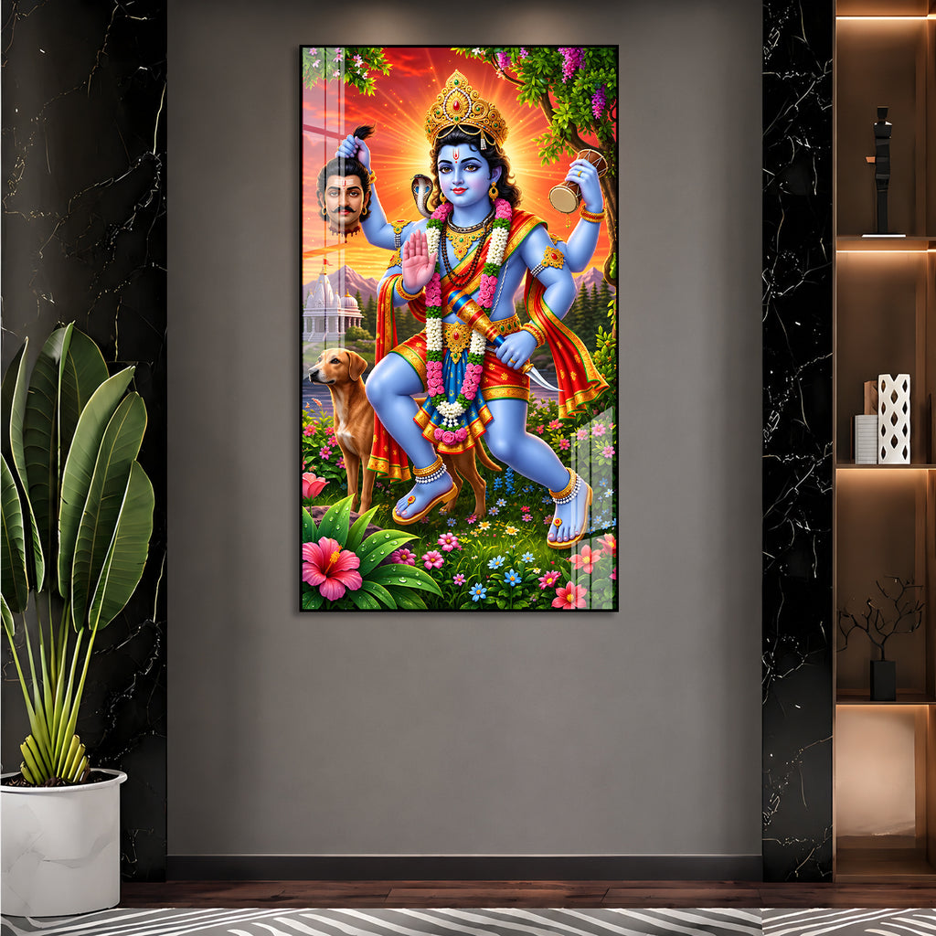 Premium Lord Khandoba Hindu God Acrylic Wall Painting for Home Office Temple Decor