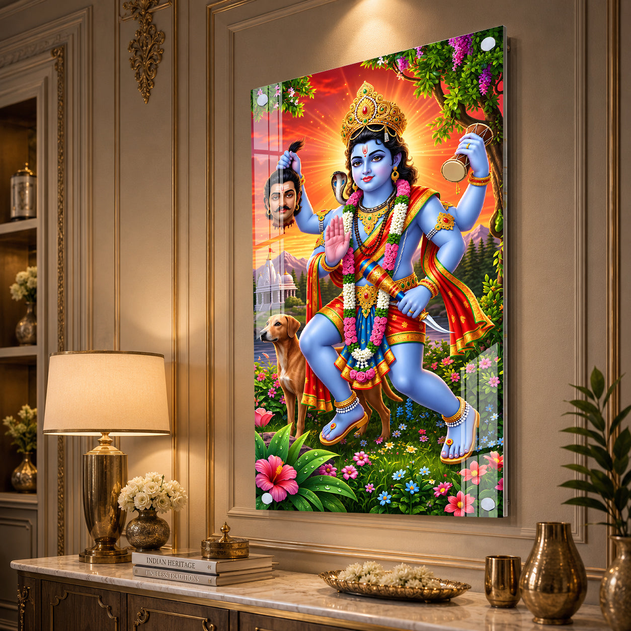 Premium Lord Khandoba Hindu God Acrylic Wall Painting for Home Office Temple Decor