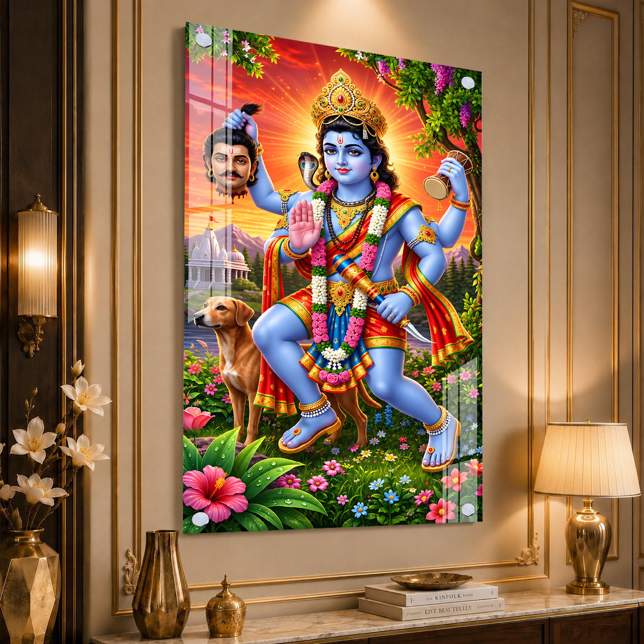 Premium Lord Khandoba Hindu God Acrylic Wall Painting for Home Office Temple Decor
