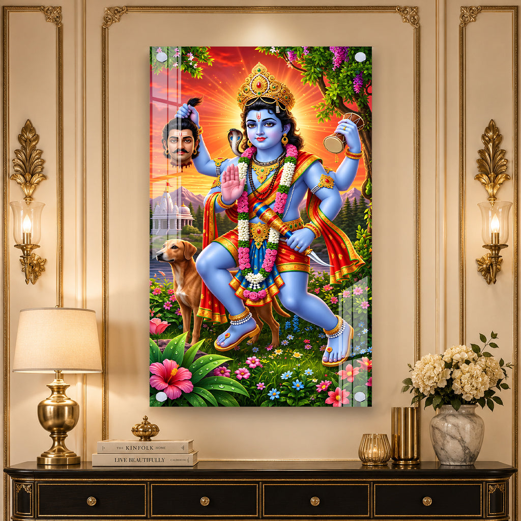 Premium Lord Khandoba Hindu God Acrylic Wall Painting for Home Office Temple Decor