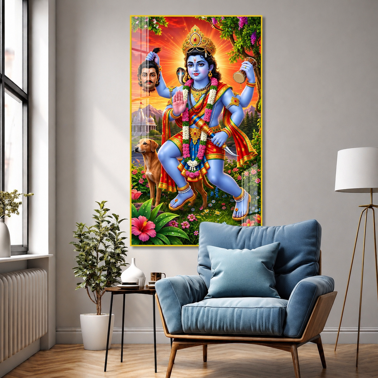 Premium Lord Khandoba Hindu God Acrylic Wall Painting for Home Office Temple Decor