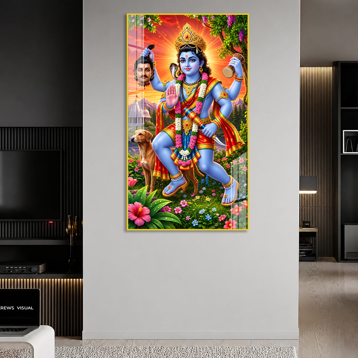 Premium Lord Khandoba Hindu God Acrylic Wall Painting for Home Office Temple Decor