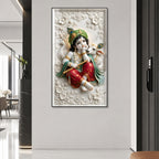 Premium Lord Krishna with Peacock Feather and Calf Acrylic Painting for Home Temple Decor