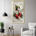 Premium Lord Krishna with Peacock Feather and Calf Acrylic Painting for Home Temple Decor