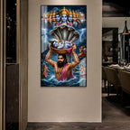 Premium Vasudeva Carrying Bal Krishna Acrylic Wall Painting for Spiritual Home Decoration
