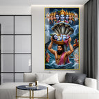 Premium Vasudeva Carrying Bal Krishna Acrylic Wall Painting for Spiritual Home Decoration