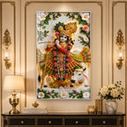 Divine Lord Krishna with Kamdhenu Cow Acrylic Glass Wall Painting for Spiritual Home Decor
