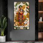 Divine Lord Krishna with Kamdhenu Cow Acrylic Glass Wall Painting for Spiritual Home Decor