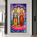 Lord Vishnu and Goddess Lakshmi Acrylic Wall Painting with Sheshnag for Home Temple Decor
