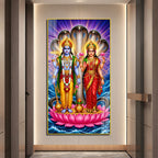 Lord Vishnu and Goddess Lakshmi Acrylic Wall Painting with Sheshnag for Home Temple Decor