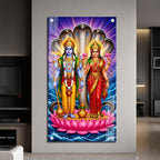 Lord Vishnu and Goddess Lakshmi Acrylic Wall Painting with Sheshnag for Home Temple Decor