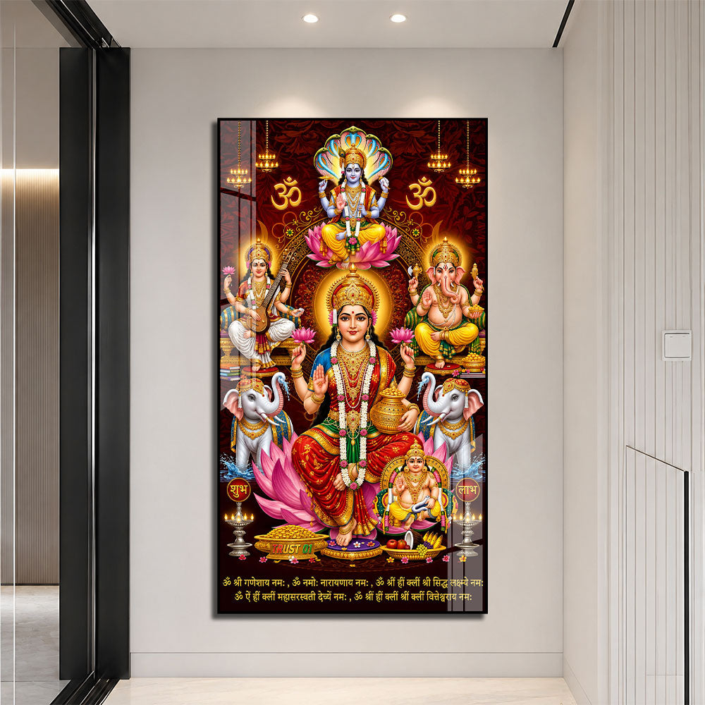 Goddess Lakshmi Vishnu Ganesha Saraswati Acrylic Wall Art for Hindu Temple and Spiritual Home Decor