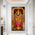 Lord Venkateswara Lakshmi Acrylic Wall Art with Floral Garland and Lotus for Religious Decor