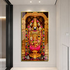 Lord Venkateswara Lakshmi Acrylic Wall Art with Floral Garland and Lotus for Religious Decor