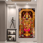 Lord Venkateswara Lakshmi Acrylic Wall Art with Floral Garland and Lotus for Religious Decor
