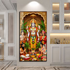 Traditional Lord Vishnu Acrylic Painting with Devotees and Ritual Offerings for Pooja Room