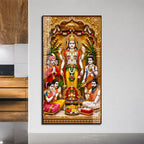 Traditional Lord Vishnu Devotional Acrylic Wall Painting with Devotees and Sacred Offerings