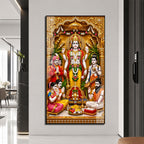 Traditional Lord Vishnu Devotional Acrylic Wall Painting with Devotees and Sacred Offerings