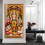 Traditional Lord Vishnu Devotional Acrylic Wall Painting with Devotees and Sacred Offerings