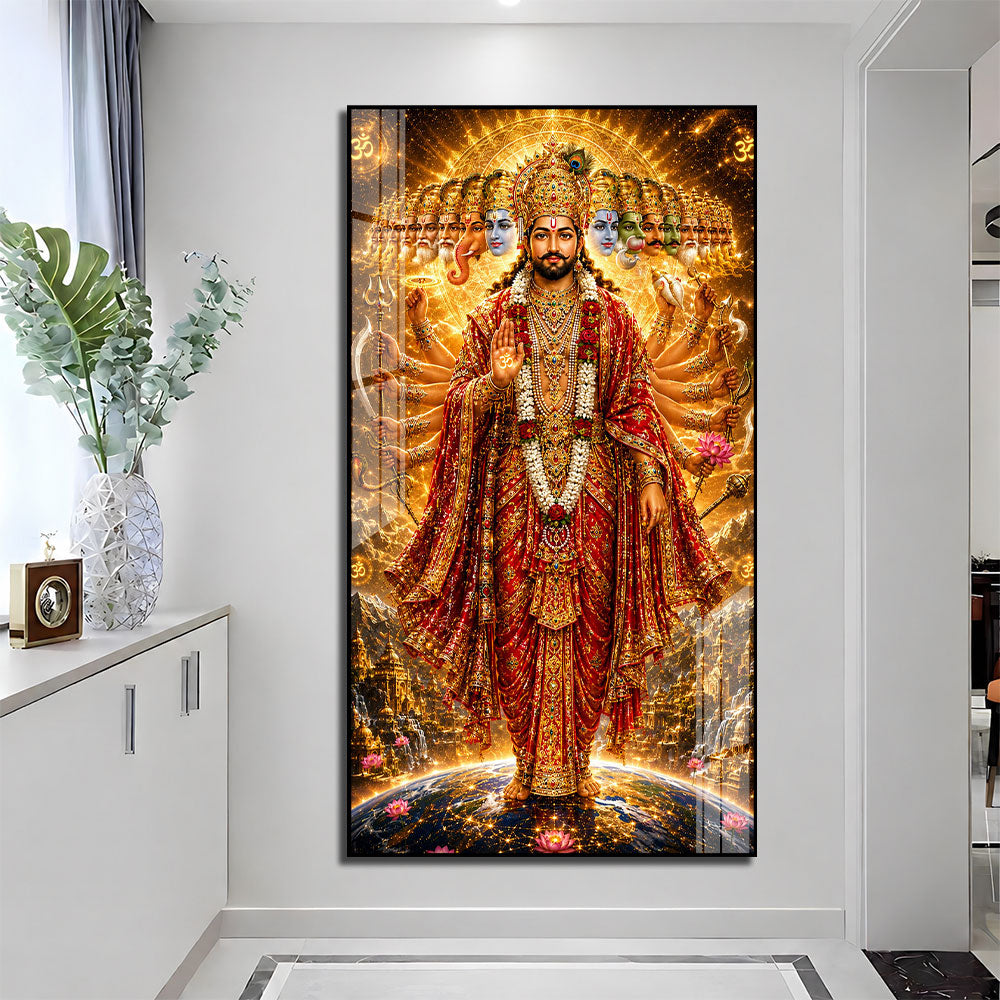 Majestic Lord Vishnu Vishwaroop Acrylic Wall Art for Pooja Room Decoration