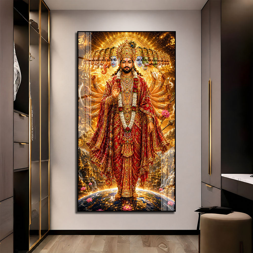 Majestic Lord Vishnu Vishwaroop Acrylic Wall Art for Pooja Room Decoration