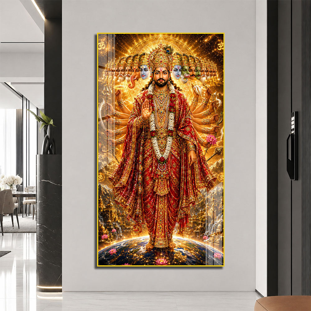Majestic Lord Vishnu Vishwaroop Acrylic Wall Art for Pooja Room Decoration
