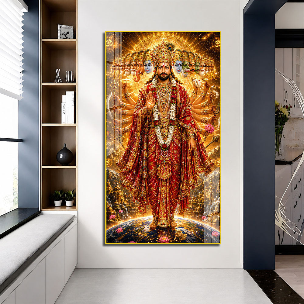 Majestic Lord Vishnu Vishwaroop Acrylic Wall Art for Pooja Room Decoration