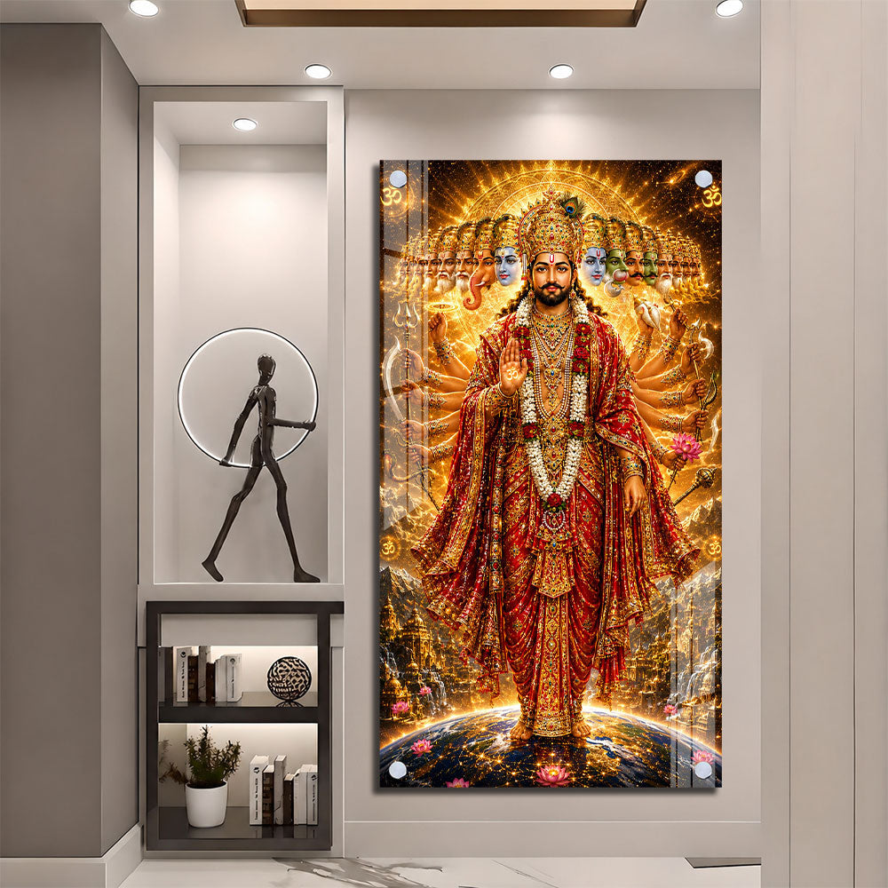 Majestic Lord Vishnu Vishwaroop Acrylic Wall Art for Pooja Room Decoration