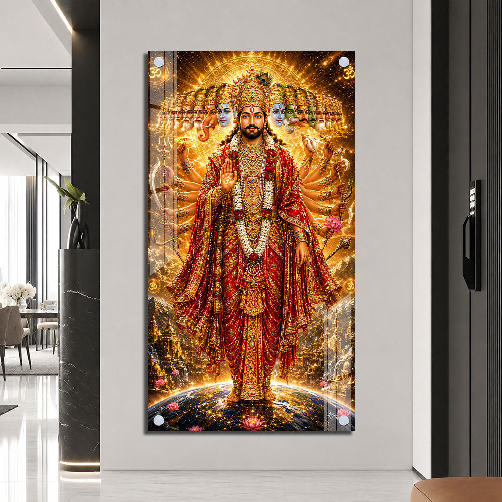 Majestic Lord Vishnu Vishwaroop Acrylic Wall Art for Pooja Room Decoration