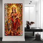 Divine Maa Sherawali on Tiger Premium Acrylic Wall Painting for Pooja Room