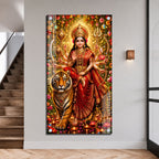 Divine Maa Sherawali on Tiger Premium Acrylic Wall Painting for Pooja Room