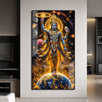 Lord Narayan Standing Above Earth Premium Acrylic Wall Painting for Home Decor