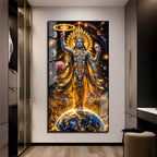 Lord Narayan Standing Above Earth Premium Acrylic Wall Painting for Home Decor