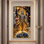 Lord Narayan Standing Above Earth Premium Acrylic Wall Painting for Home Decor