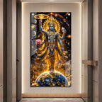 Lord Narayan Standing Above Earth Premium Acrylic Wall Painting for Home Decor