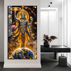 Lord Narayan Standing Above Earth Premium Acrylic Wall Painting for Home Decor