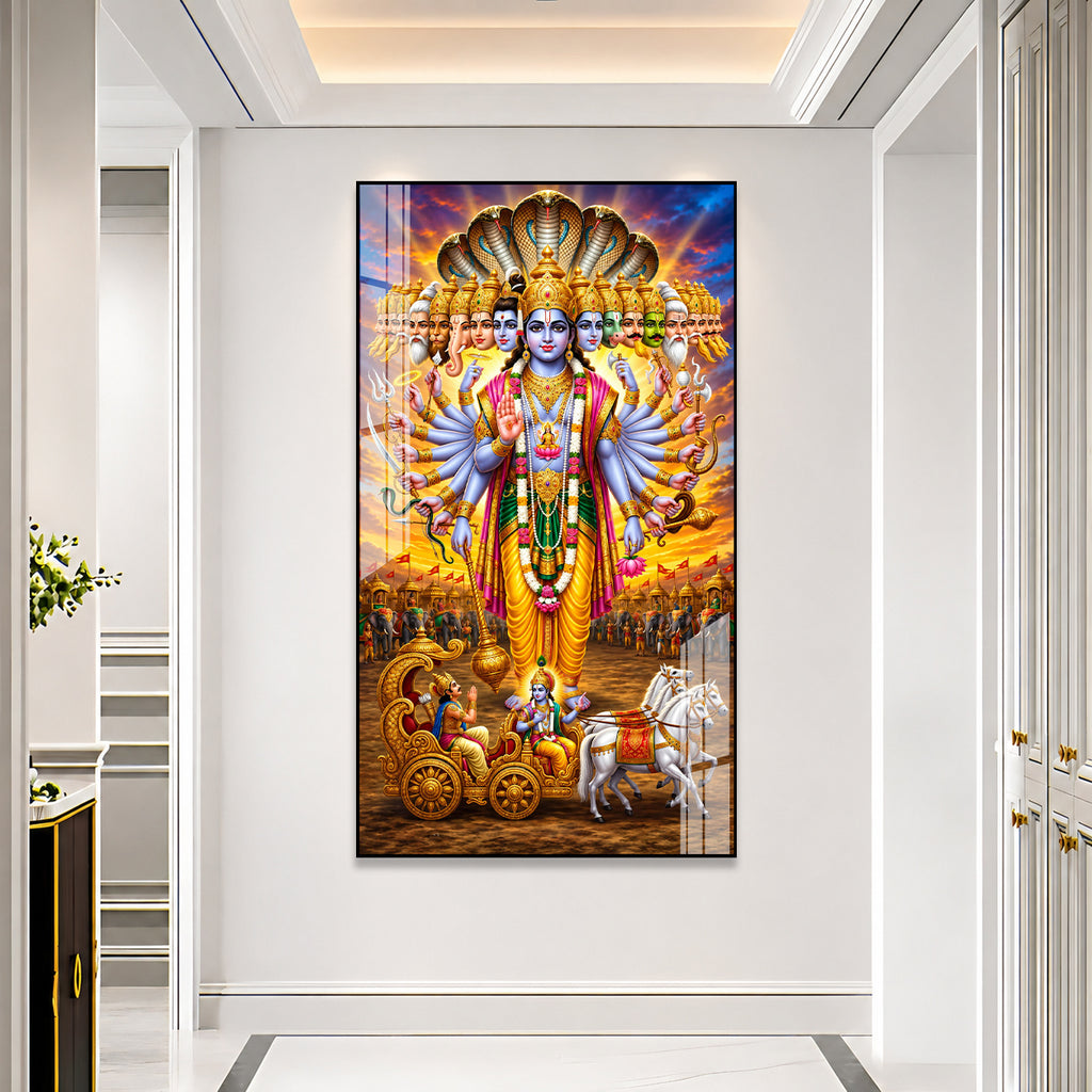 Indian Hindu Gods Vishwaroop Acrylic Wall Art with Krishna and Divine Avatars