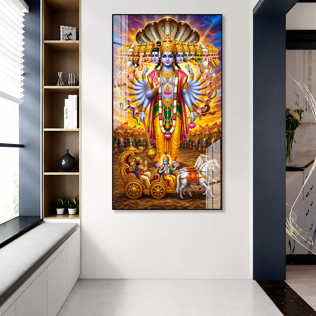 Indian Hindu Gods Vishwaroop Acrylic Wall Art with Krishna and Divine Avatars
